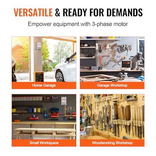 VEVOR Single Phase to 3 Phase Converter - 7.5HP 23A Digital Phase Shifter for Residential and Light Commercial Use, 220V-240V Input/Output (One Converter for One Motor Only) 4