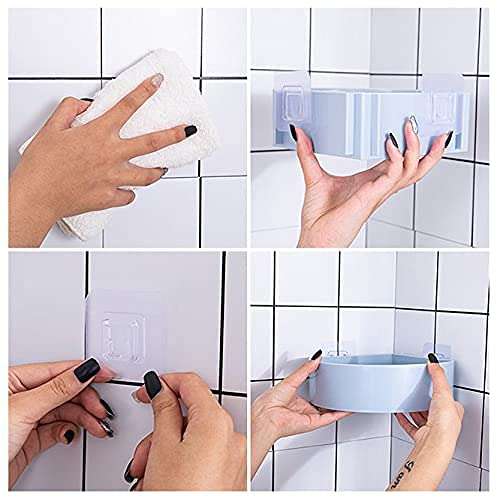 Sarth Shopobox Plastic (2 Pc with 2 Soap Cases) Round Corner Kitchen Bathroom Shelf Self-Adhesive Sticker Hooks Multipurpose Wall Holder Bathroom Storage Rack Box Strong Shower Rack Shelf - White 4