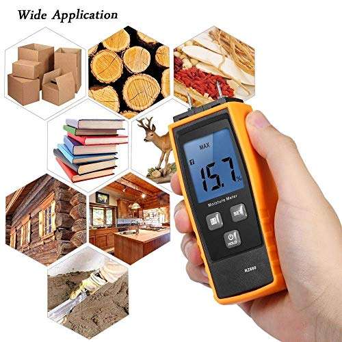 XUXUWA Moisture Meter 0%~80% Two Pins Digital Wood Moisture Meter Handheld Wood Moisture Detector Humidity Tester Timber Damp Detector Humidity tester 6
