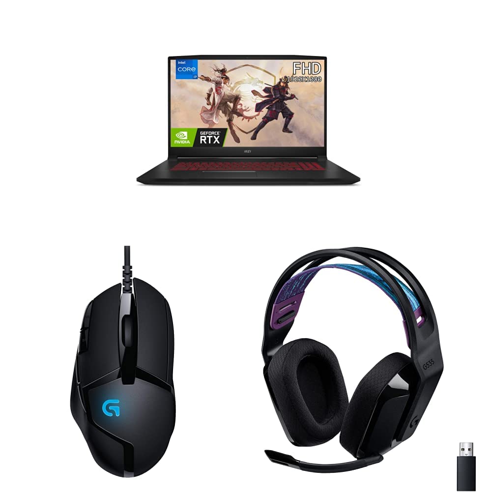 MSI Katana Gaming Laptop (Intel i7 11th Gen/16GB RAM & 512GB SSD Storage/3050Ti Graphics)+Logitech G402 Gaming Mouse+Logitech G535 Gaming Headset - Blue