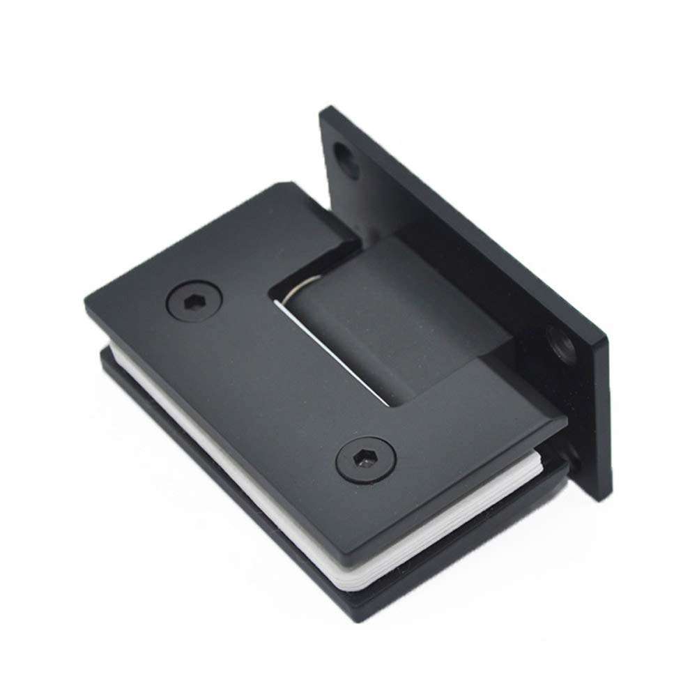 90 Degree Glass Door Hinge, Heavy Bathroom Door Clip, Shower Room Hinge Bathroom Hardware, 304 Stainless Steel Brushed Surface Treatment, Suitable for 8-12 mm Toughened Glass (Black) 1
