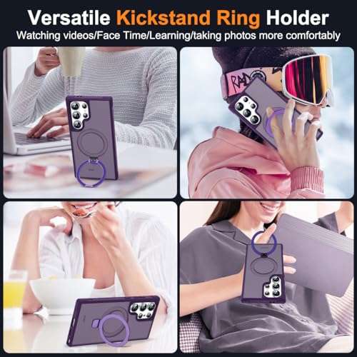 SKYLMW Compatible with Samsung Galaxy S24 Ultra Case with Magnetic Ring Stand, Purple 5