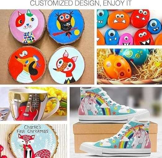 ADOERE Acrylic Paint Marker Pens, Medium Point Tip Art Markers for DIY Glass, Ceramic, Rock, Wood, Canvas, Metal, Fabric, Highly Pigmented Acrylic Pens (Multicolour) (Pack Of 24) 6