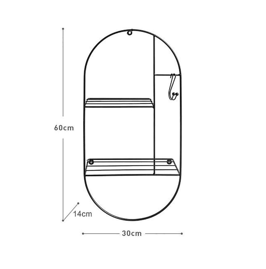 YGCBL Storage Shelf，Nordic Decorative Wght Iron Metal Storage Rack, Bedroom Living Room Kitchen Bathroom Wall Shelf Rack Shelf Bathroom Shelve,Black 3