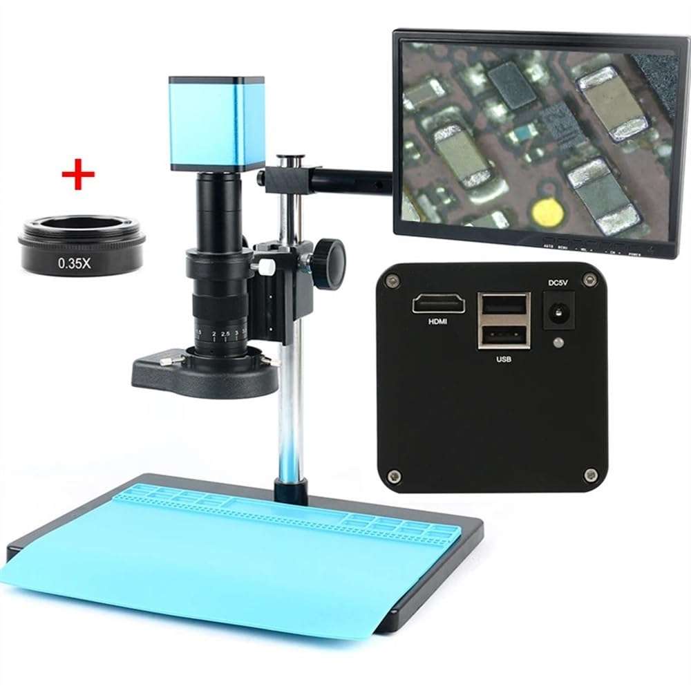 Microscope Autofocus IMX307 HDMI USB Video Auto Focus Industry Microscope Camera +180X C-Mount Lens+Stand+144 LED Ring Light+10.1" LCD(Not Storage) 3