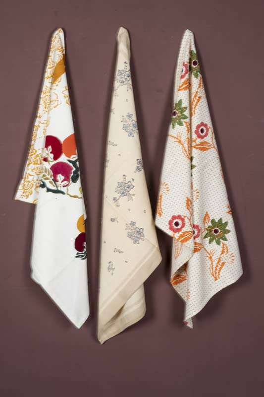 Contrast Living Mamata Hand Block Printed Kitchen Towel / Dish Towel / Hand Towel Multi Color Set of 3 Pcs 1