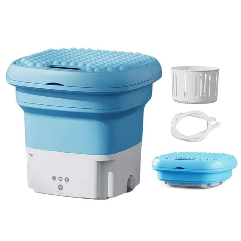 Wintwilla SeMi AuToMaTiC SmAlL pOrTaBlE WaShInG MaChInE, 11.5l lArGe cApAcItY MiNi wAsHiNg mAcHiNe DrAiN BaSkEt, FoLdAbLe wAsHiNg mAcHiNe wItH 3 DeEp cLeAnInG MoDeS FoR UnDeRwEaR (medium) 1