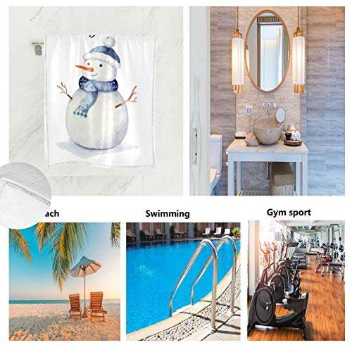 Vdsrup Winter Holiday Snowflakes Hand Towels Funny Snowman Christmas Xmas Bath Kitchen Towels Absorbent Soft Multipurpose Towels for Bathroom,Hotel,Gym and Spa,30 X 15 Inch 2