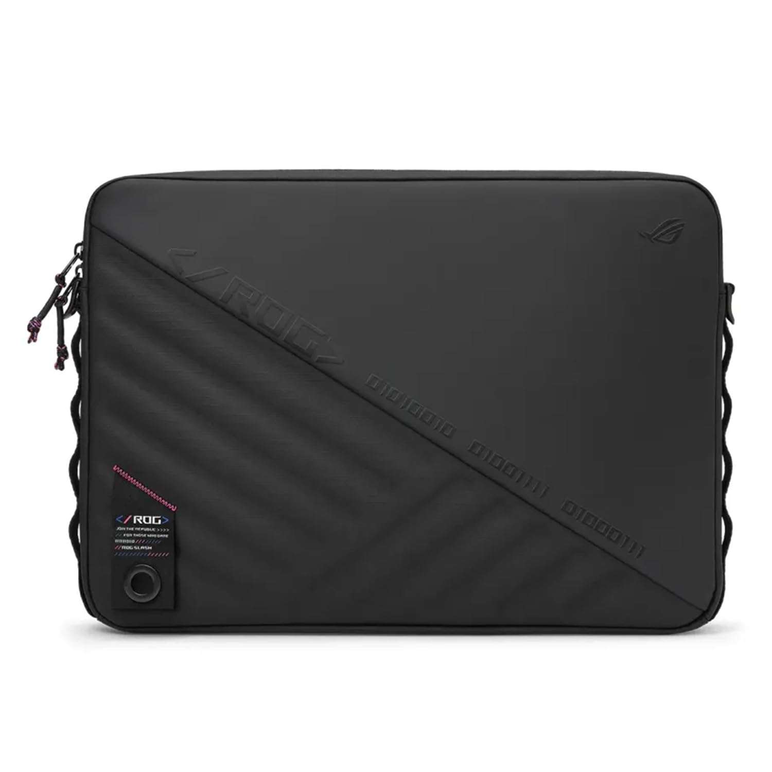 ASUS ROG Slash Sleeve Bag 4.0, Fit 16" Laptop, Adaptor, and Mouse, Tear-Resistant, Water-Repellent, PU Leather, Adjustable Shoulder Strap, Three-point Fixation Strap, Multiple Pockets, Black 1