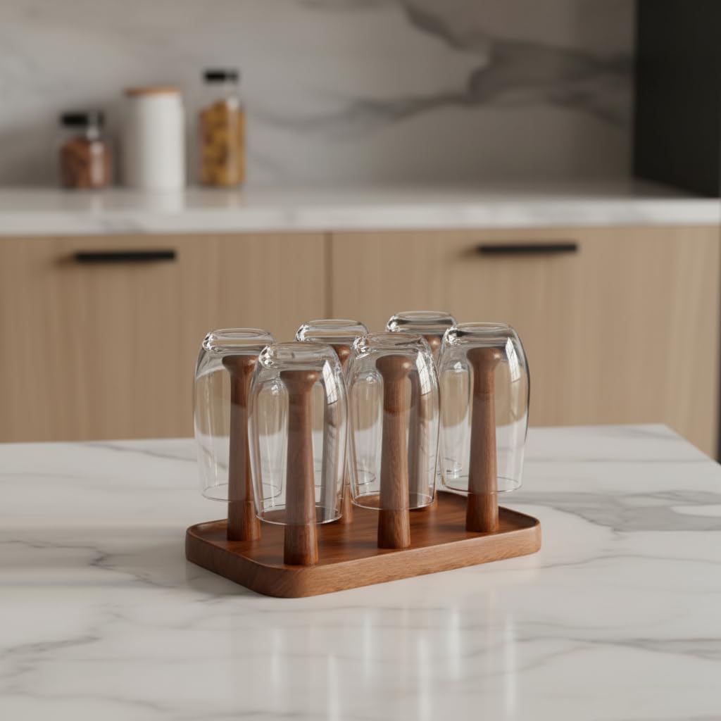 MEHRU Premium Glass Stand for Kitchen | Multipurpose Cup & Glass Organizer | Countertop Storage Rack for Home, Dining & Hotel | Space Saving Modern Glass Holder for Daily Use