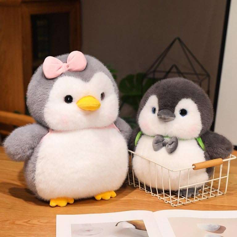 SCOOBA Adorable Penguin Soft Toy with Bag 35cm (Grey Penguin with Bag) 3