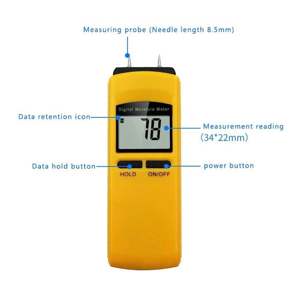 WZCUICAN Moisture Meters 4Pins Digital Wood Moisture Meter Tree Bamboo Paper Meter Tester Tree Detector Humidity Tester Timber Damp Detector 5