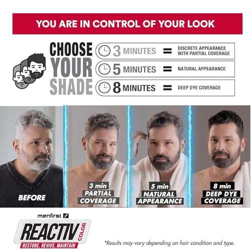 Menfirst - Reactiv Semi-Permanent Instant Hair Dye for Men - Color Hair Toner - Darken & Cover Gray Hair in 5 Minutes - 2 Pack - 1.69 Oz 6