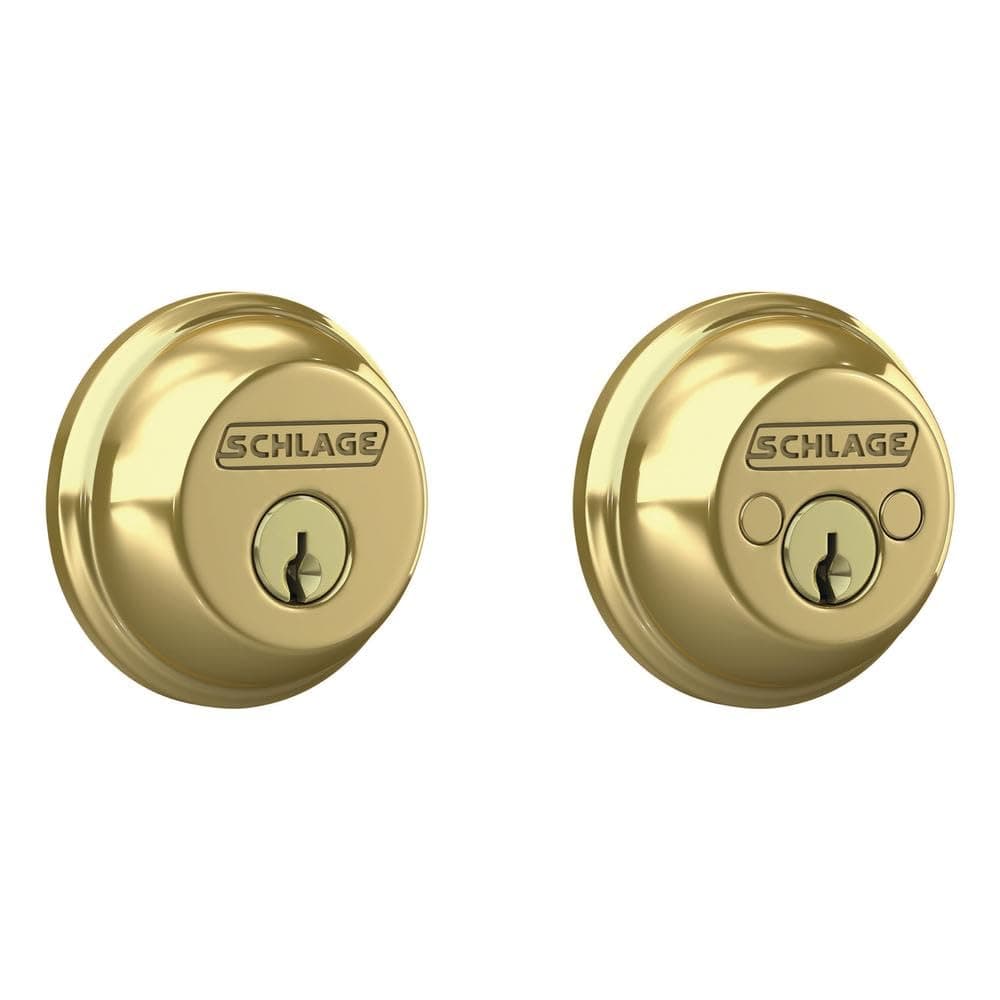 Schlage B62NV505 Double-Cylinder Deadbolt, Bright Brass 2