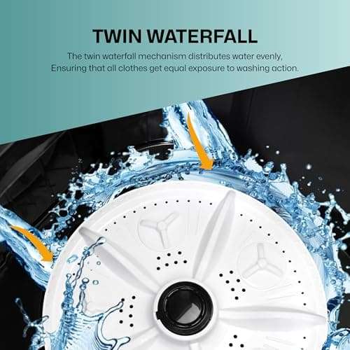 VW 7.5 kg 5 Star Aqua Spin Semi Automatic Top Load Washing Machine AquaSpin0075P (Black) 5