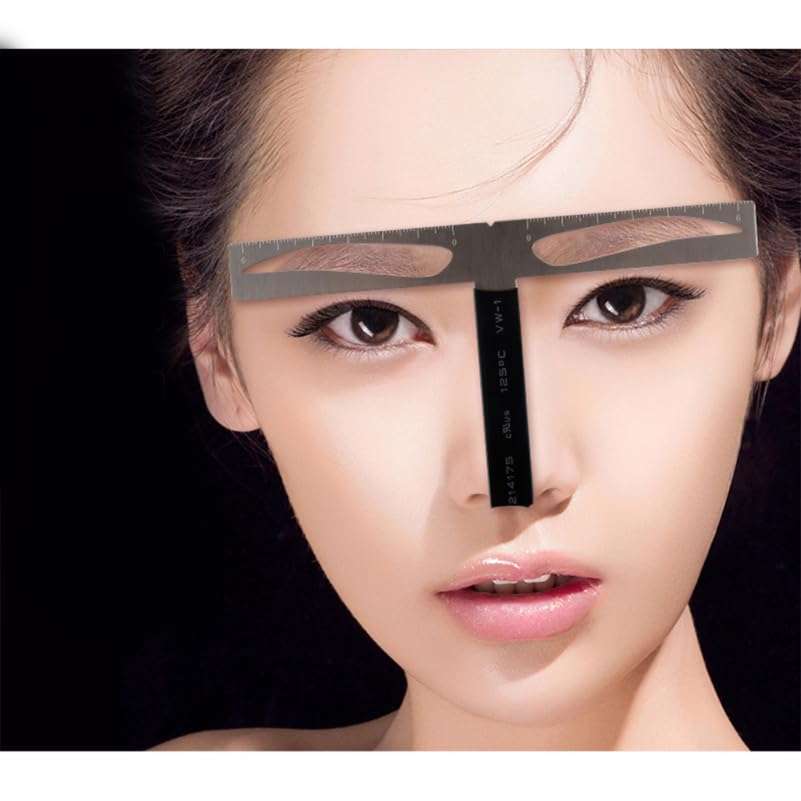 POPETPOP Reusable Eyebrow Ruler Stencil Kit Three-point Positioning Tool for Symmetrical Brow Measurement Drawing Beginners and Makeup Artists Portable Brow Shaper 3