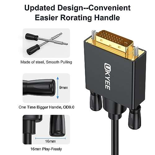 UKYEE Displayport to DVI Cable 6 Feet/1.83M 2-Pack, Display Port(DP) to DVI-d Male to Male Adapter Cable Compatible with PC, Laptop, HDTV, Projector, Monitor, More- Gold-Plated 6