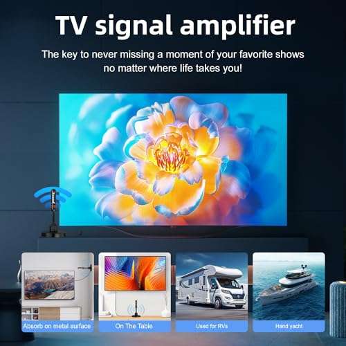 HD Digital TV Antenna Small Indoor Outdoor, Includes Magnetic Base and 360° Reception Support Smart 4K 1080P Fire and All Older TV's HDTV Television for Free Local Channels -10ft Coax Cable 5