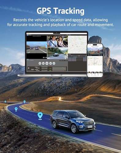 Hugolog 3 Channel Dash Cam 4K+1080P+1080P HD Triple Dashcam with 5G WiFi, 3" IPS Touch Screen, Front and Rear Inside Loop Recording Car Camera, Built-in GPS, IR Night Vision, WDR, Parking Mode 6