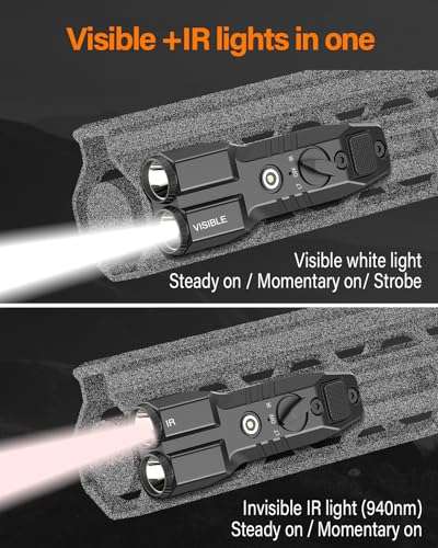 TOUGHSOUL MLOK Picatinny Mounted 1450 Lumen Flashlight 940nm IR Illuminator Infrared Flashlight Combo, Low-Profile Tactical Light with Built-in Rechargeable Battery (MLOK Mounted) 3