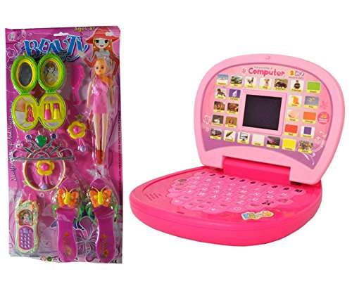 HALO NATION Combo of English Learner Mini Laptop + Glam Doll with Fashion Accessories 1