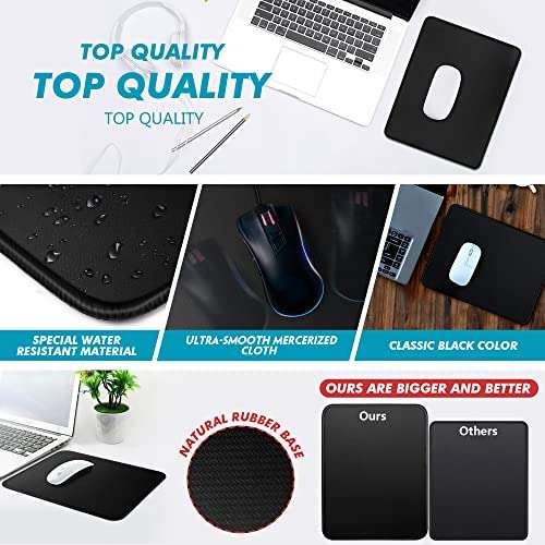 TONOS Mouse Pad 3 Packs, Basic Black Mouse Pad for Desk 11 x 8 3/4 x 1/8 in with Urtra-Smooth Surface, Stitched Edges and Non-Slip Rubber Base. Computer Mouse pads for Laptop & PC, Gaming & Working. 5