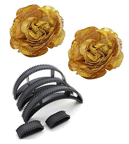 Iyaan Puff Maker Bumpits for Hair with Flower Pin 2 pcs Combo Pack of 1