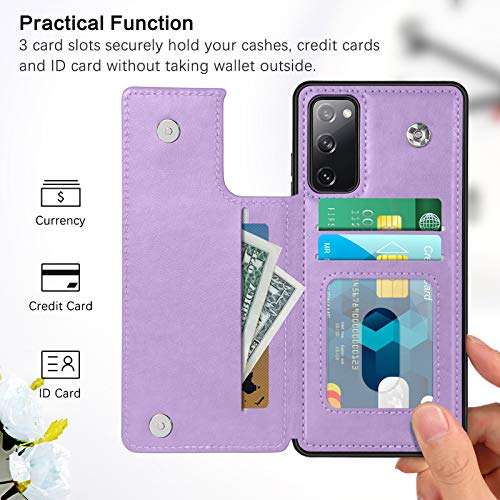 BENTOBEN Galaxy S20 FE Case,Phone Case Samsung S20 FE 5G,Slim Fit PU Leather Heavy Duty Rugged Shockproof Hybrid Hard PC Bumper Shockproof Protective Card Slot Cash Holder Girls Women Cover, Purple 3