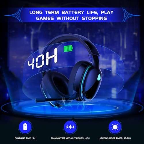 Gvyugke Gaming Headset Wireless 2.4GHz for PS5, PS4 Fortnite/Call of Duty/FPS Gamers, PC, Switch, Bluetooth 5.3 Gaming Headphones with ENC Microphone, Surround Sound, 40+H Battery (Black) 5
