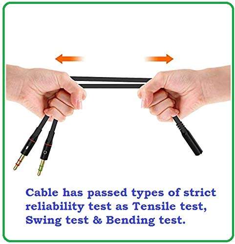 Two Male to One Female 3.5mm Headphone Earphone Mic Audio Y Splitter Cable Cord Wire for PC Laptop 6