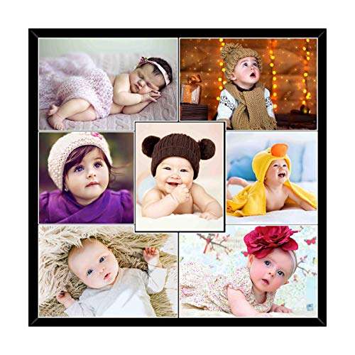 FLASHING CLICK 12x12''inch Pure Wooden MDF Photo Frame Customized (Personalized) Photo Collage Best Gift Option for Father, Mother, Sister, Brother, Couple, Husband, Wife, 1