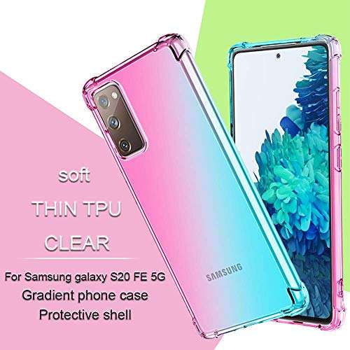 for Samsung S20 FE 5G Case, Transparent Shockproof Slim Two-Color Soft TPU Protection Cover Cases for Fit Samsung Galaxy S20 FE 5G (Pink/Green) 4