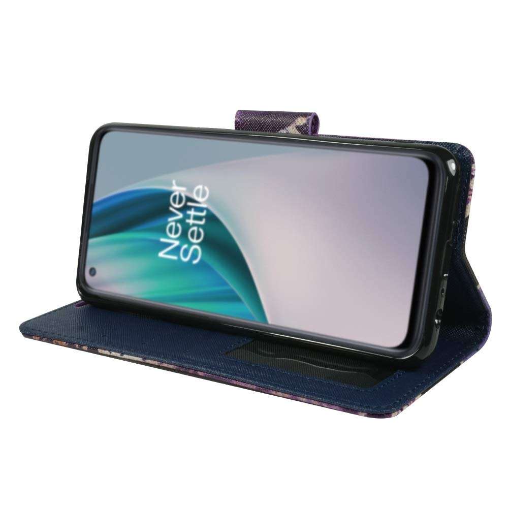 Zase Design for OnePlus Nord N10 5G Wallet Phone Case for Women Pouch PU Leather Flip Folio Cute Cover w/Kickstand ID Card Holder Money Slot Wrist Strap for OnePlus Nord N10 5G (Purple Gold Marble) 5