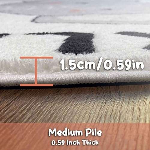 ABC Round Alphabet Nursery Rug, Soft Fluffy Carpet for Playroom, Bedroom, Classroom - Washable Non-Slip White Fuzzy for Girls & Boys, Kids Play Rug (Baby Elephant, White) (40in x 40in (100cm x 100cm)) 5