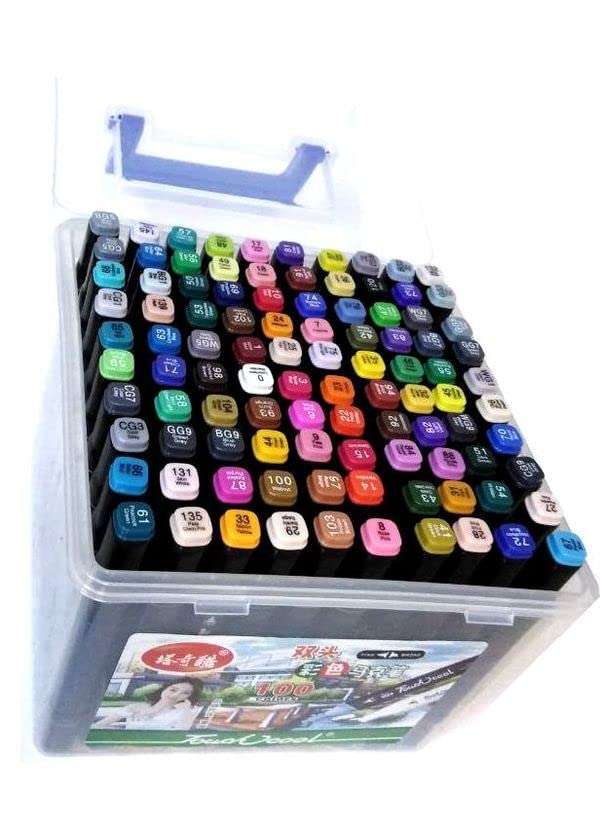 GifMor Colour Alcohol Art Markers Set, Dual Tip, Broad & Fine, Sketch Marker, Alcohol-based Markers for Sketching, Adult Coloring, and Illustration (100, Multicolor) 3