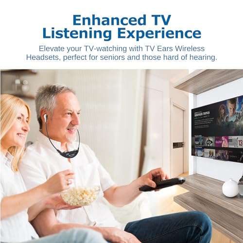 TV · Ears Long Range Digital Wireless Headset System, 5.8 GHz RF Transmitter Headsets for TV, Ideal for Seniors & with Hearing Difficulties, Works with a Wide Range of TV Brands, 1 Pair 5