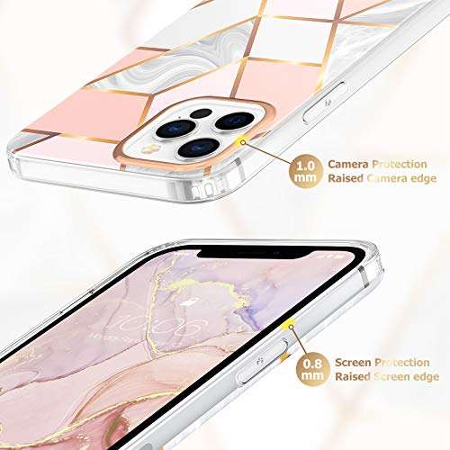 MATEPROX Compatible with iPhone 12 Pro case and iPhone 12 Cases 6.1inch,Marble Design Slim Thin Stylish Geometric Cover(Marble Pink) 2