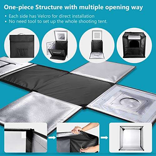 Neewer Bi-Color Dimmable 3000K-6500K Photo Studio Light Box 20 Inches Shooting Light Tent Foldable Portable Professional Booth Table Top Photography Lighting Kit 160 LED Lights 4 Color Backdrops 2