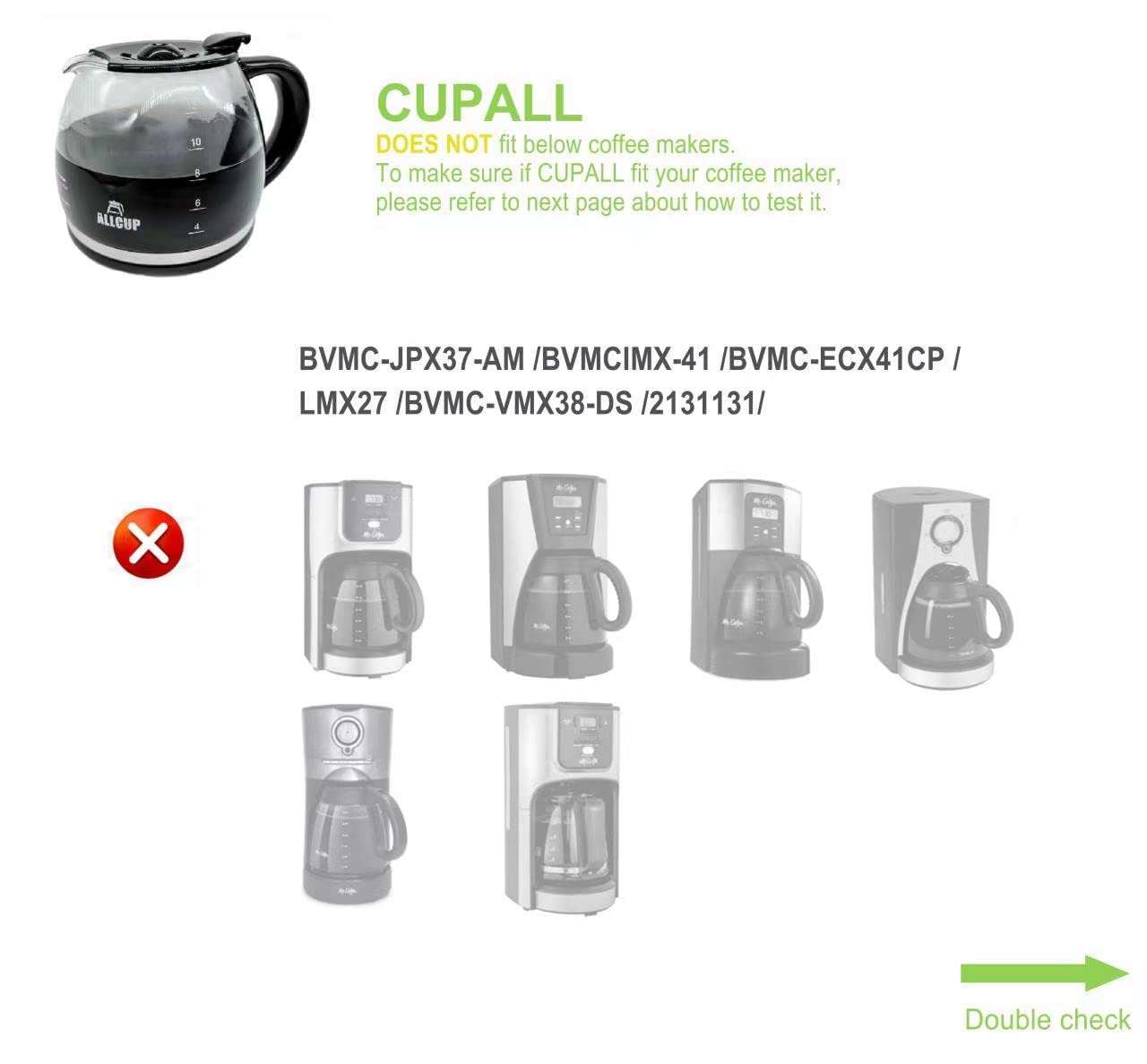 Mr Coffee Replacement Carafe Compatible With Mr. Coffee 12 Cup coffee maker machine,Black Handle 5