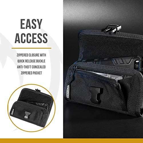 OneTigris Phone Pouch, Tactical Cell Holster for 2.25" Belt with MOLLE Strap and Quick Release UTX-Duraflex Buckle,Waist Bag Zipper Mobile Bag for 4.7”-6.1” Phone 2