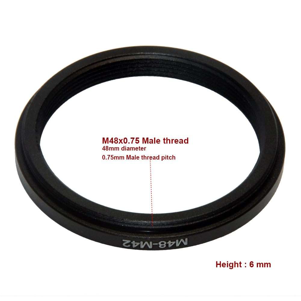HAPPYTOPSTAR M48 (48mm 0.75mm Thread Pitch) to M42 M42x1mm (42mm 1mm Thread Pitch) to M48-M42 mm Male to Female Coupling Ring Telescope Adapter 4