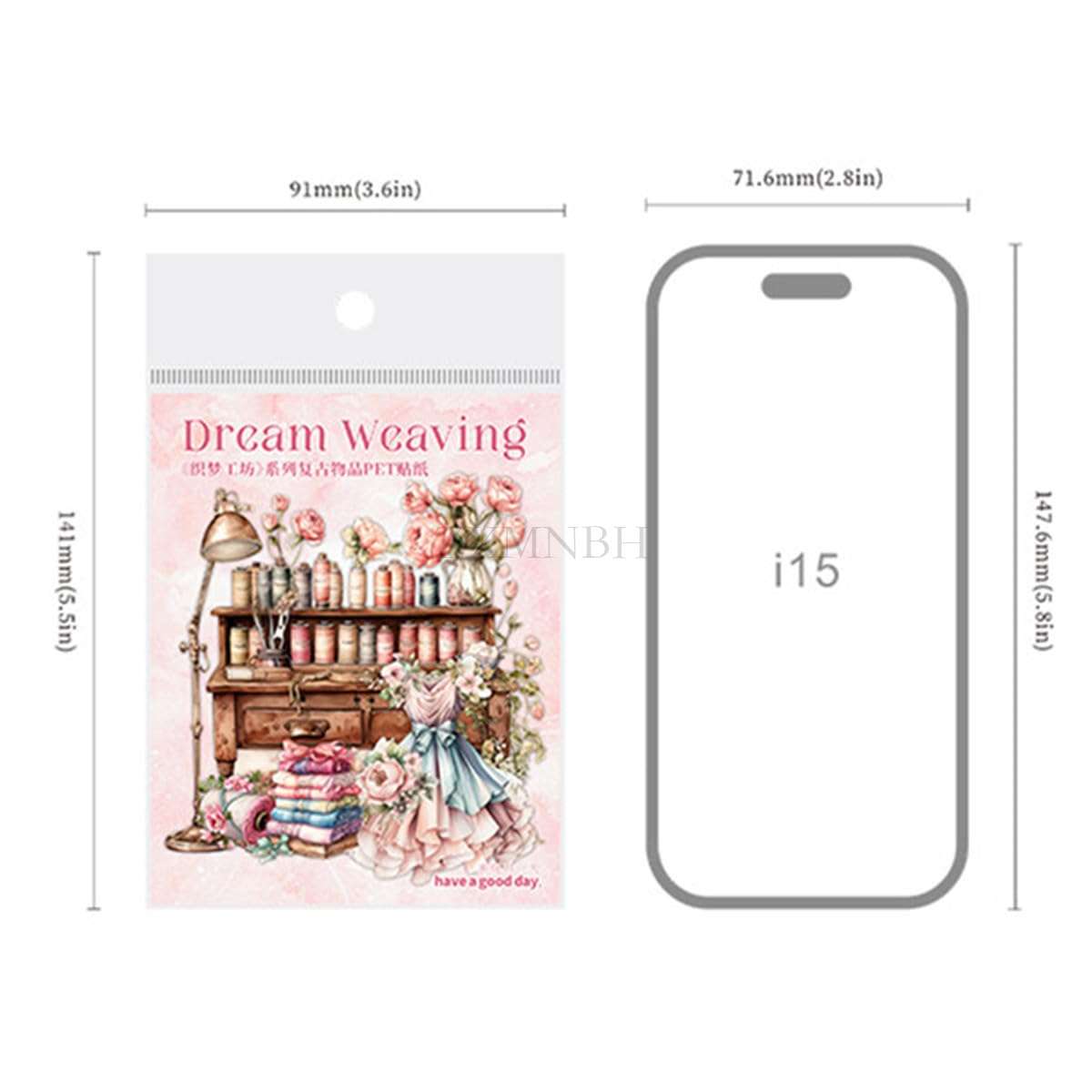 ZXMNBH 15 Pcs/Pack White Embroidery Color PET Stickers for Scrapbooking Kit Waterproof Clear Sticker Junk Journaling Supplies Journals Diary Planner Collage Laptop Paper Crafts 4