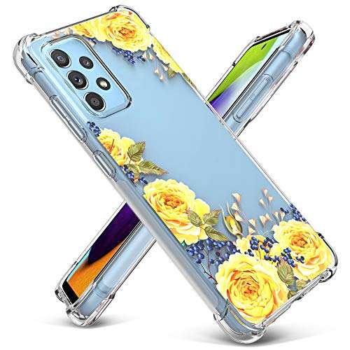 Samsung Galaxy A52 Case,PULEN Galaxy A52 Case Clear Cover Soft TPU Ultra Clear Anti-Drop Shockproof in Four Cornors for Samsung A52 4G/ 5G (Rose Yellow) 1