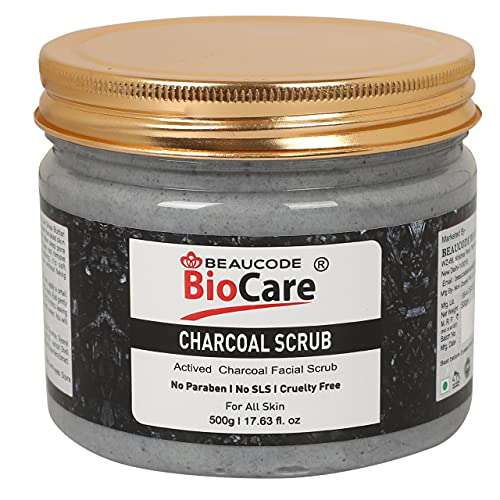 Beaucode BioCare Charcoal Face Scrub - 500Gm (Pack of 1) For Women & Men For All Skin Types No Paraben||No SLS|| No Sulphate & Cruelty Free