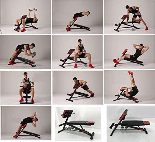 Kobo EB-1013 Steel Multi Function Imported 10 Exercises Adjustable Dumbbell Bench with Preacher Curl for Home Gym (Black/Red), Incline, 140 kg Limit 4