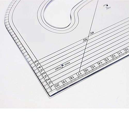 KABEER ART Pattern Marking Ruler- Hard Plastic For Neck Lines, Sleeve and Trouser Crotches 4