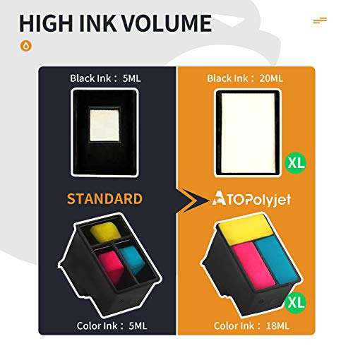 ATOPolyjet Remanufactured Ink Cartridge Replacement for HP 22XL 22 XL Tri-Color C9352AN for Deskjet F4180 F2210 F300 D1455 D1560 Officejet 5610 5600 5680 4315 J3680 J3640 FAX 3180 PSC 1401 Printer 5