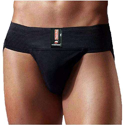 KD Willmax Jockstrap Gym Cotton Supporter Pack 2 Black XXXX Large with Cup Pocket Athletic Fit Fashionable Straps Brief Multi Sport Jockstrap Gym, Fitness & Outdoor Inner Wear Soft Underpants 6