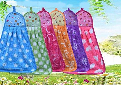 Riftree Micro Fiber Cotton Multipurpose use wash Basin/Kitchen Hanging Towels Pack of 6 pcs 1