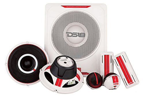 DS18 SQ2 Complete 7-Piece Sound Quality 3 -Way Component Set with Slim Amplified Subwoofer with OFC Installation Kit Included - Full Range Sound Quality Combo with Bass, Mids, and Highs